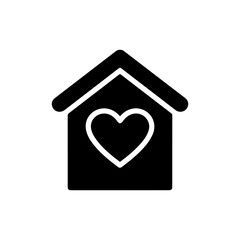 House with Heart Inside Symbolizing Home Love Black Filled Icon