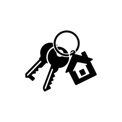 Keys on Keyring with Home Icon - Black Filled