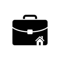 Realtor Briefcase with House Stamp Icon Black Filled