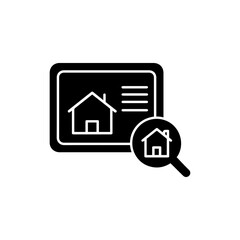 Real Estate Portal Screen with Home Icon Black Filled Symbolizing Property Search