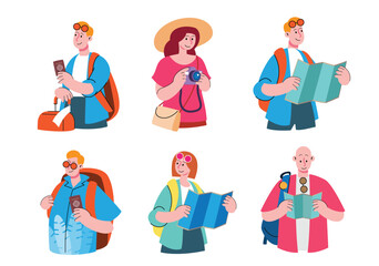 Tourist Character Set Vector illustration
