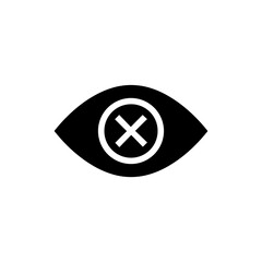 Black Icon of Eye with Cross for Hidden Content Symbol