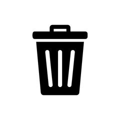 Black Trash Bin with Folded Lid Outline Icon