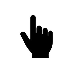 Minimalist Black Icon of Hand with Finger Pointing Up