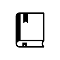 Minimalist Black Icon of Book with Bookmark Tag Sticking Out