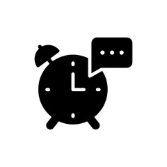 Alarm Clock with Message Bubble Corner Icon - Solid Black