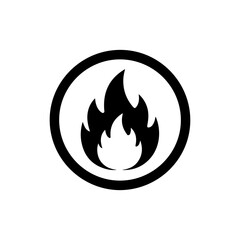 Solid Black Icon Flame Inside Circle for Trending