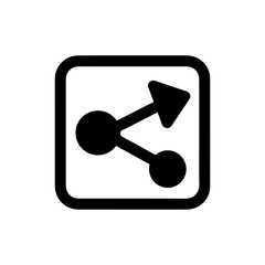 Solid Black Icon of Share Arrow with Square Background Representing Sharing Content