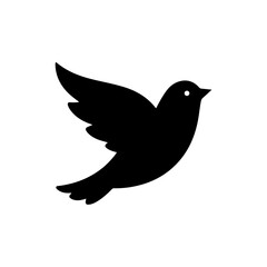 Fototapeta premium Solid Black Icon of Bird Flying Upward Like Typical Microblogging Logo