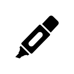 Black Marker Icon with Thick Body and Flat Cap