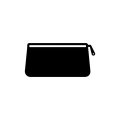 Pencil Case with Zipped Rectangular Design Icon, Black Filled School Supplies Symbol
