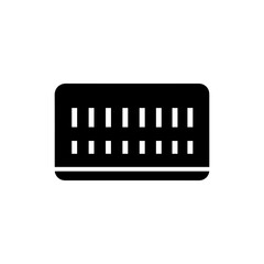 Black Icon of Punched Card with Horizontal Rectangular Holes Representing Office Documents