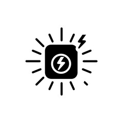 Flat Black Icon of Channel Logo with Spark Effect Around