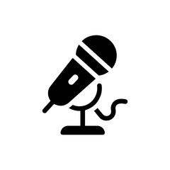 Black Microphone Icon with Mute Button and Cable for Audio Equipment