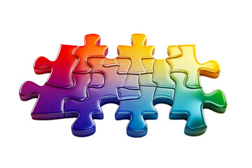 Obraz premium Connected rainbow puzzle pieces, abstract solution, cut out transparent