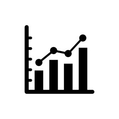 Flat Black Icon of Streamer Stats Graph with Line and Dots