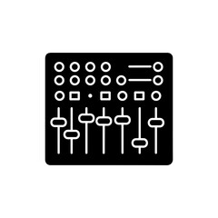 Fototapeta premium Minimalist Black Icon of a Soundboard with Sliders and Buttons