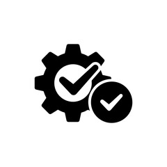 Gear Wheel with Check Overlay Minimal Black Icon