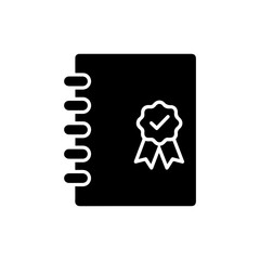 Notebook with Ribbon and Check Minimal Black Icon