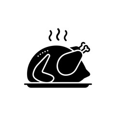 Roasted Turkey on Platter with Steam Rising - Black Icon