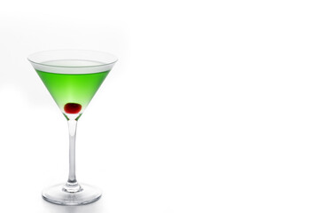 Japanese slipper cocktail isolated on white background. Copy space
