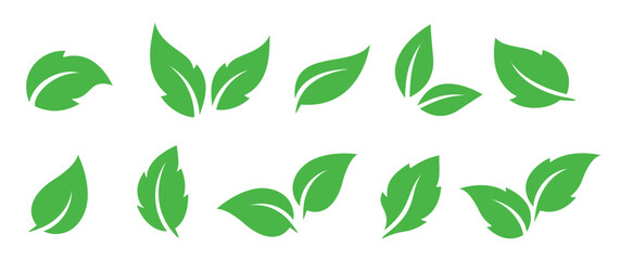 Green leaves vector set icons