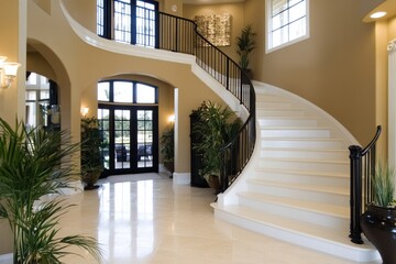Obraz premium Grand entryway with sweeping staircase