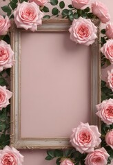 Pink roses and soft textures with a subtle, elegant frame ,  hope,  memorial,  calm