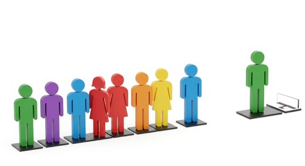 Colorful figures representing diversity standing in a group  