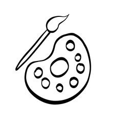 Paint Palette Back to School Doodle Sketch Illustration for Scrapbook and Journal Decoration