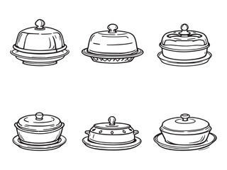Different Type of Butter Dish Clear Vision Simple Line Art