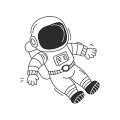 Astronaut Outline Clipart. Doodle hand drawn illustration in childish style. Coloring book pages