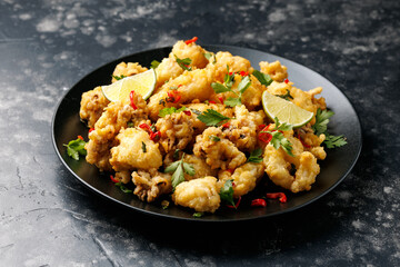 Salt and Pepper Cuttlefish. Crispy fried cuttlefish. Mediterranean food
