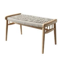 Modern Light Wood Bench with Woven Seat Stylish Home Decor Comfortable Seating Furniture