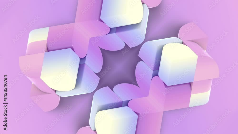 Aufkleber Optical art style loop animation. Colored shapes form a dynamic geometric pattern that transforms symmetrically. The composition is minimalistic, with precise rhythmic motion. 3d rendering 4K