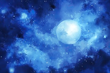 Celestial night sky with a full moon