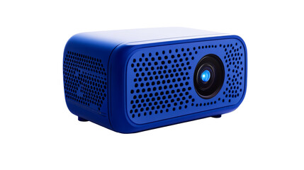Modern Blue Projector with Lens and Vents, cut out transparent