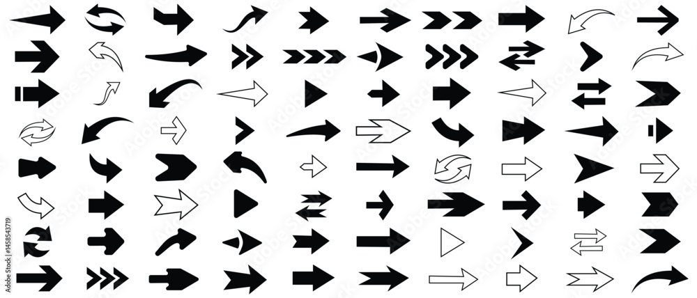 Fototapete collection of different arrow set vector design. set of arrow icons. set of arrows icon vector and o