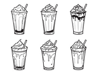 Caramel Frappuccino Simple Line Art Clear Vision Design