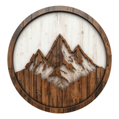 Fototapeta premium Rustic Wooden Mountain Range Wall Art Decor Carved Peaks on Brown Wood Background