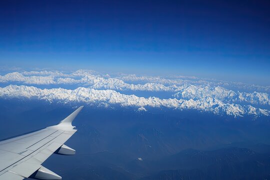 High-altitude view of snow-capped mountains