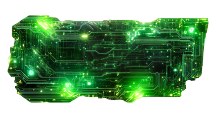 Electric green circuit board, motherboard component, cut out transparent