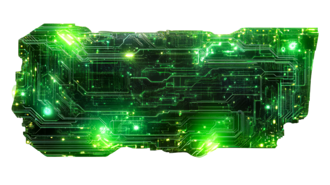 Electric green circuit board, motherboard component, cut out transparent