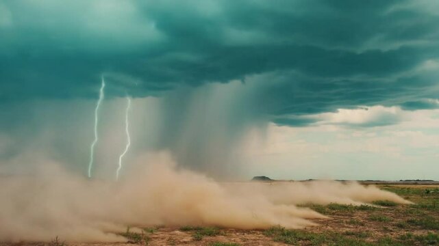 Large Dust Storm on Flat Plains