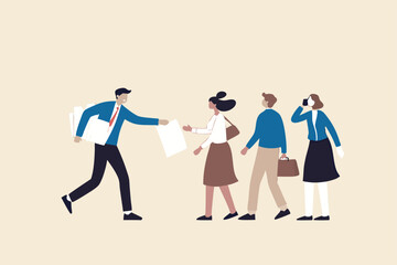 Work delegation, manager distribute work assignment to team member colleagues, assign tasks, job or project to staff responsibility concept, businessman manager delegate project assignment to team.