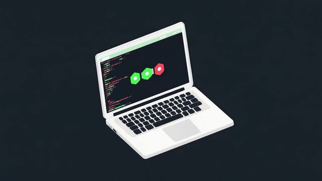 Laptop Showing Code and Process