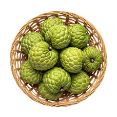 Close-up of custard apple segments showing its soft, juicy flesh with black seeds, isolated on transparent background, ideal for tropical fruit recipes and food-related graphics.