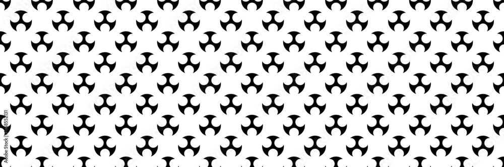 Poster horizontal seamless black circle design for pattern and background.