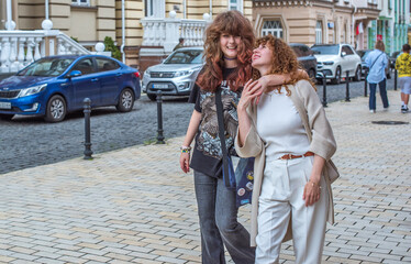 Affectionate Interaction Between Two Women. Tender Connection of Mother and Daughter Reconcile...