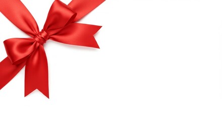 Bright Red Satin Bow on a Clean White Backdrop for Festive Occasions